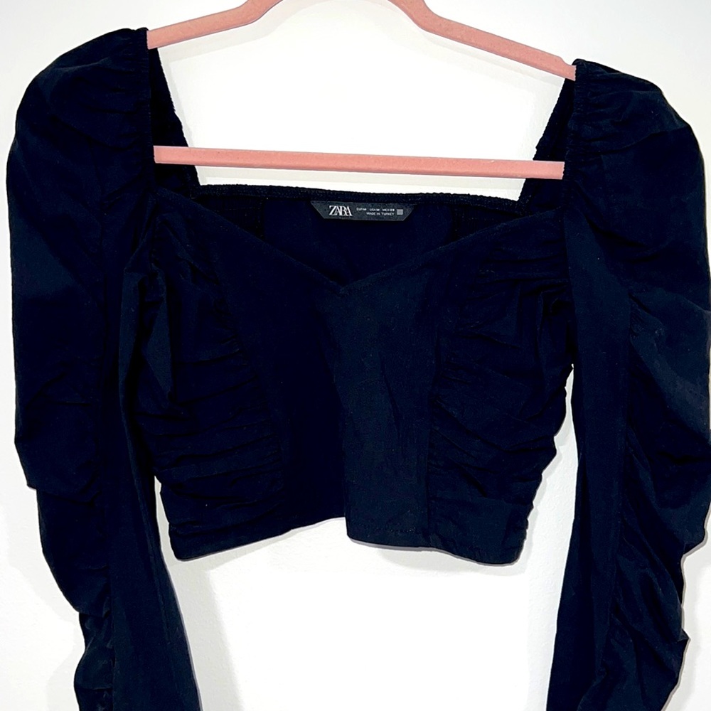 Zara black Crop top Long sleeve M